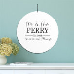 Cute Mr. And Mrs. Hanging Round PVC Wall Sign<br><div class="desc">Our Personalized Family Name Signs may be created for a newlywed couple or for a housewarming with any last name and any year. Makes an excellent couples gift!</div>