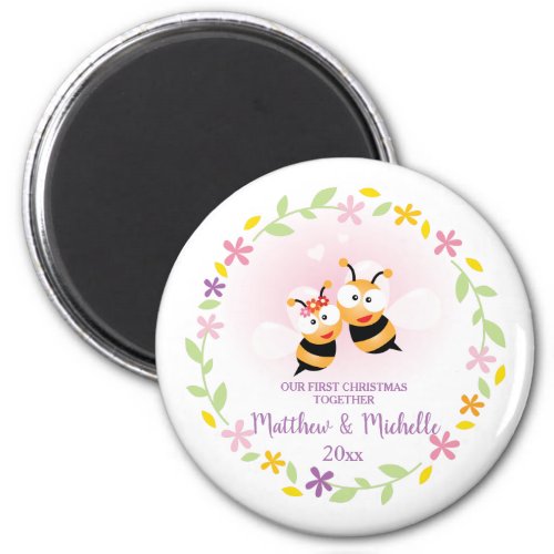 Cute Mr And Mrs Honey Bee First Christmas Keepsake Magnet