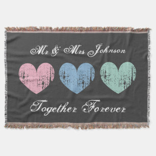 Cute Mr and Mrs throw blanket for newlyweds couple