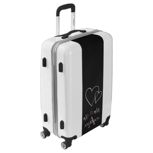 Cute Mr Mrs Couple Family Name Monogram Wedding Luggage