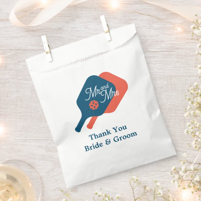 Cute Mr & Mrs pickleball theme wedding favor bags (Clipped)