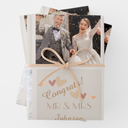Cute Mr  Mrs Wedding Congrats Wrapping Paper Sheets