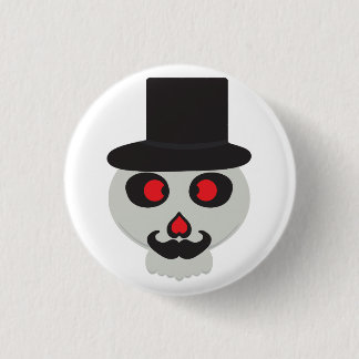 cute mr skull cartoon button