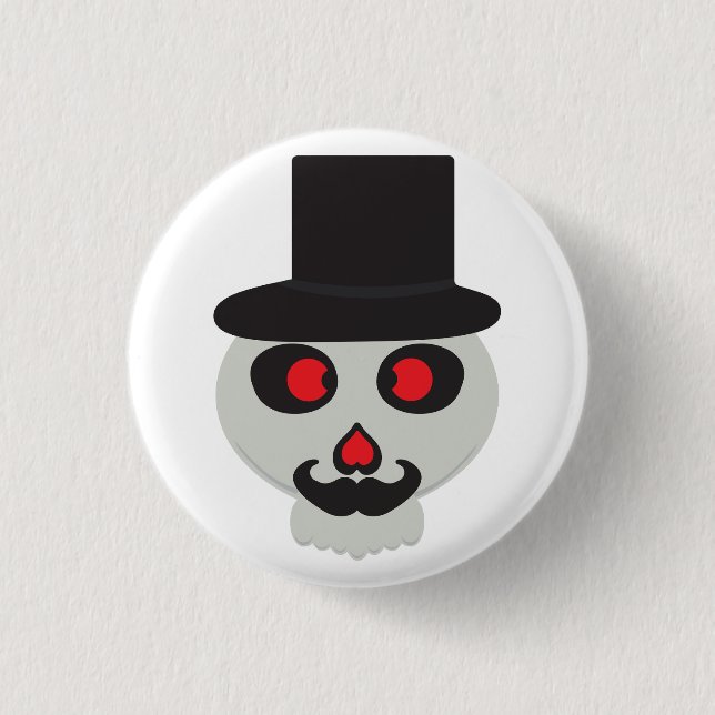 cute mr skull cartoon button (Front)