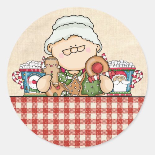 Cute Mrs Claus  Cookies Christmas Envelope Seals