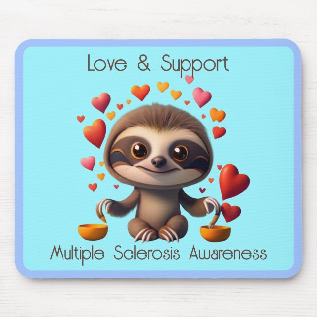 Cute MS Baby Sloth surrounded by ♥️s Mouse Pad (Front)