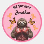 Cute MS Sloth in&#129354;Red Boxing Gloves Classic Round Sticker