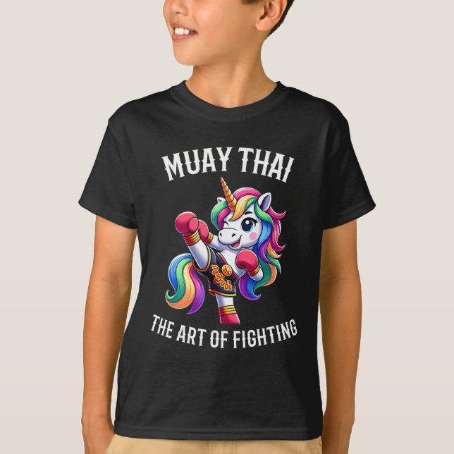 Cute Muay Thai Unicorn - Kickboxing And Unicorn Th T-Shirt (Front)