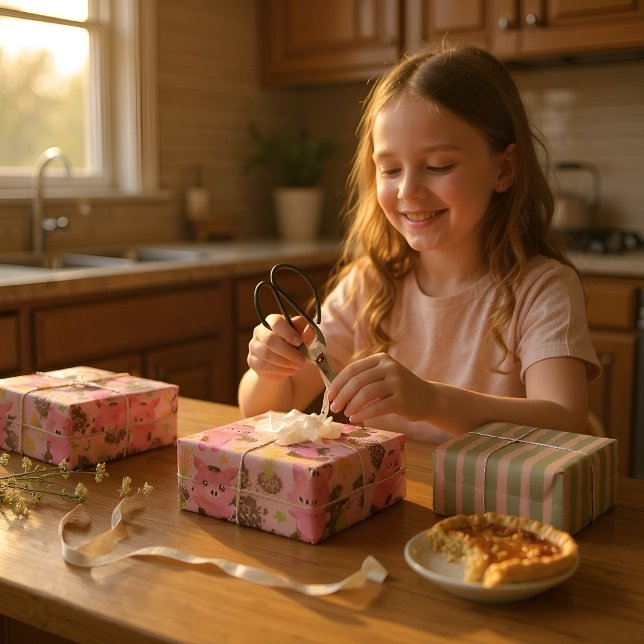 Cute Mud Bath Piggy Farm  Wrapping Paper Sheets (Creator Uploaded)