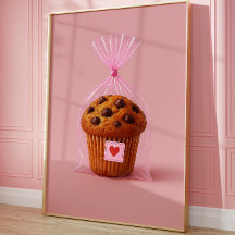 Cute Muffin Art Print, Cozy Kitchen Bakery Wall