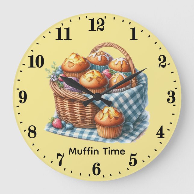 Cute muffin bakers word art customizable large clock (Front)