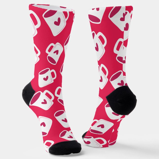 Cute mug seamless pattern socks (Angled)