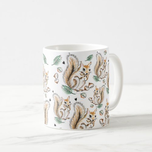 Cute mug with adorable squirrels pattern