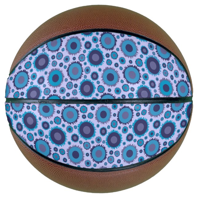 Cute multi blue colors suns patterns basketball (Front)