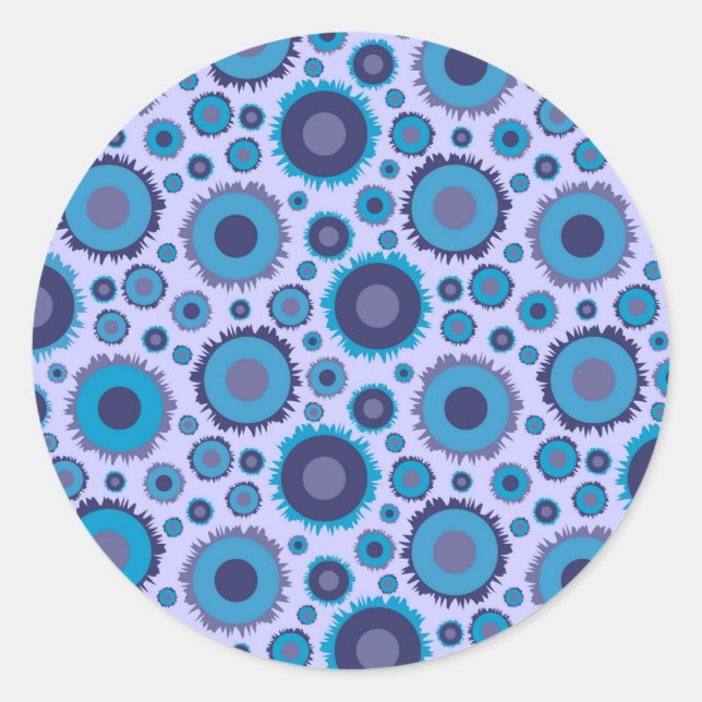 Cute multi blue colors suns patterns classic round sticker (Front)