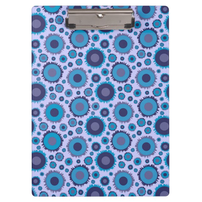 Cute multi blue colors suns patterns clipboard (Front)