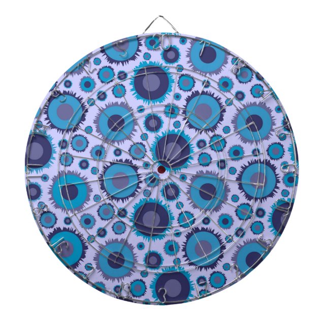 Cute multi blue colors suns patterns dart board (Front)