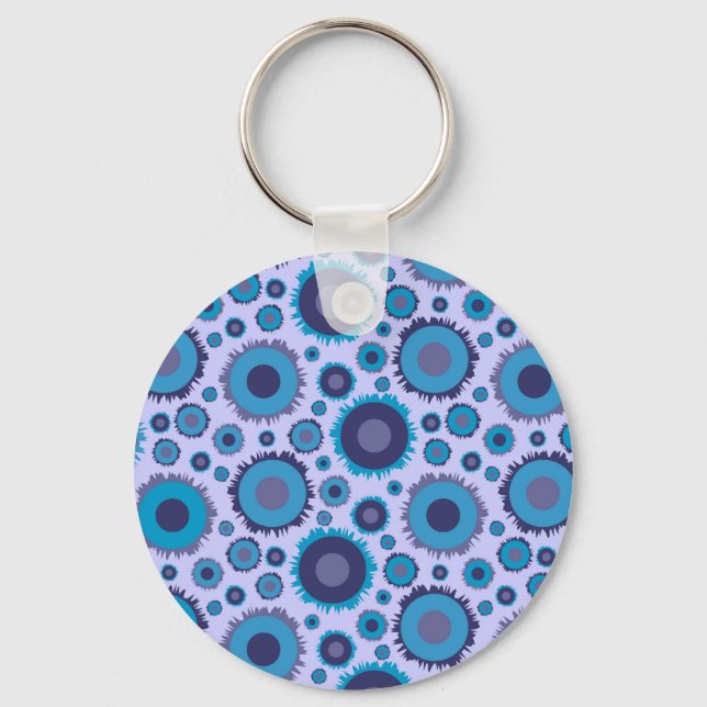 Cute multi blue colors suns patterns keychain (Front)
