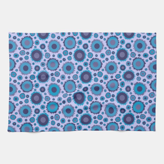 Cute multi blue colors suns patterns kitchen towel (Horizontal)