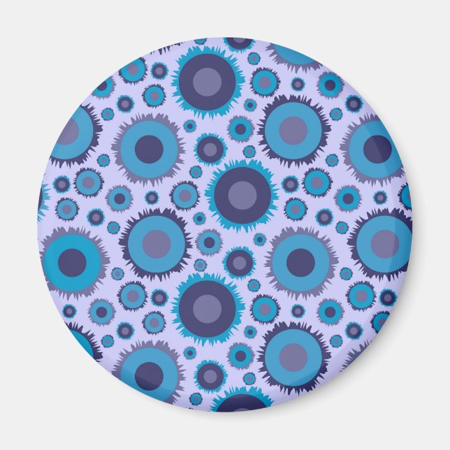 Cute multi blue colors suns patterns magnet (Front)