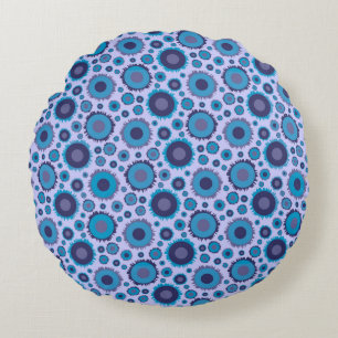 Cute multi blue colors suns patterns round pillow