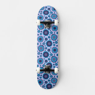 Cute multi blue colors suns patterns skateboard