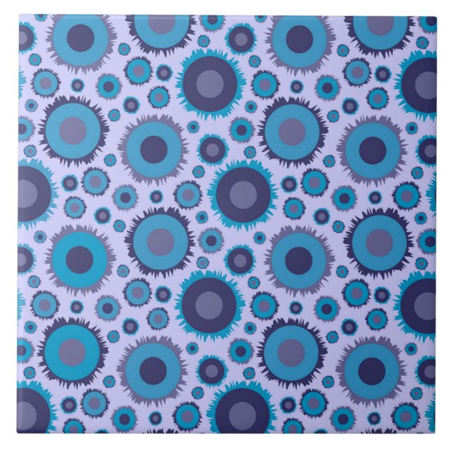 Cute multi blue colors suns patterns tile (Front)