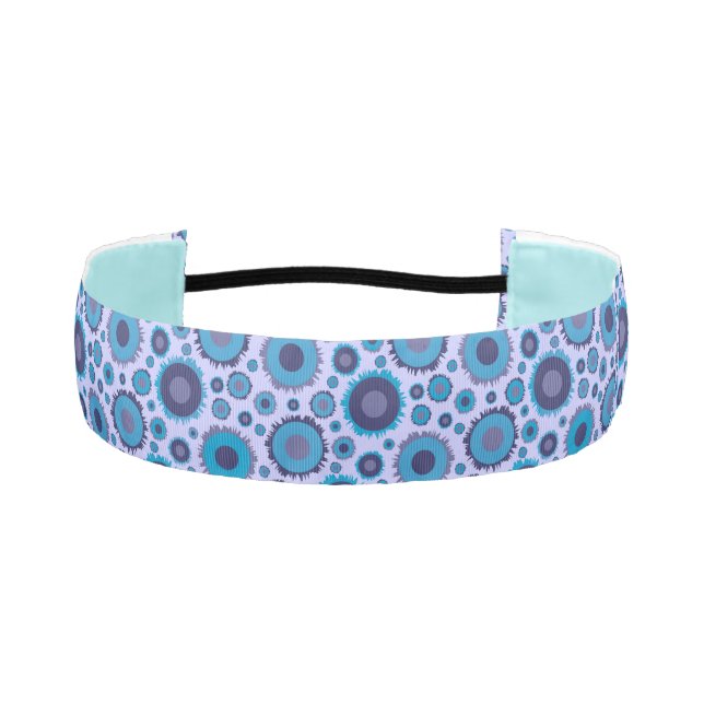 Cute multi blue colors suns patterns tile athletic headband (Front)