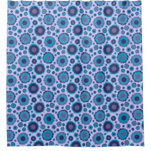 Cute multi blue colors suns patterns tile shower curtain