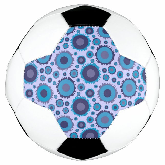 Cute multi blue colors suns patterns tile soccer ball (Front)