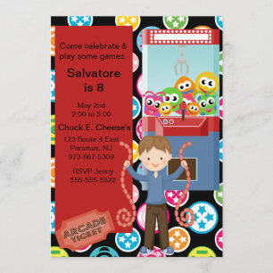 Cute, Multi Color, Arcade Birthday Boy Invitation