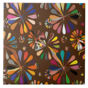 Cute Multi-Color flowers Ceramic Tile