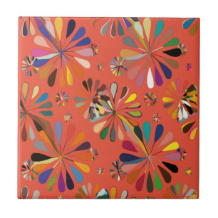 Cute Multi-Color flowers Ceramic Tile