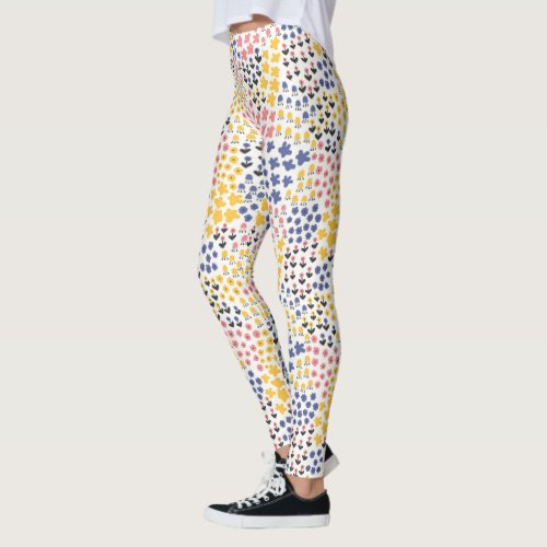 Cute Multi Color Spring Boho Flower Leggings