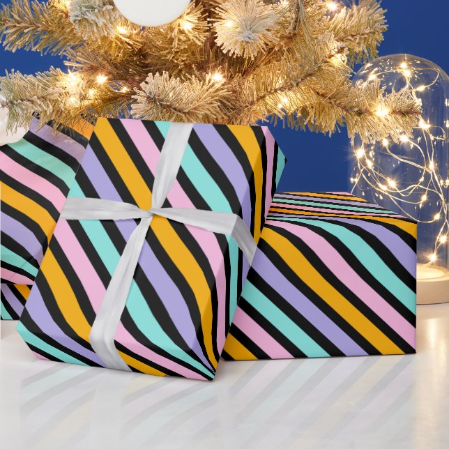 Cute Multi Color Striped Pattern         Wrapping Paper (Holidays)