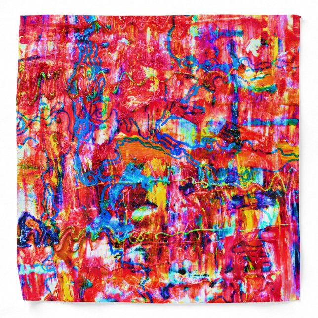 Cute multi colors abstract waves painting bandana (Front)