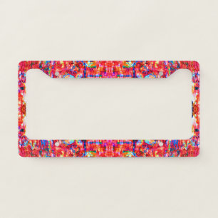 Cute multi colors abstract waves painting license plate frame