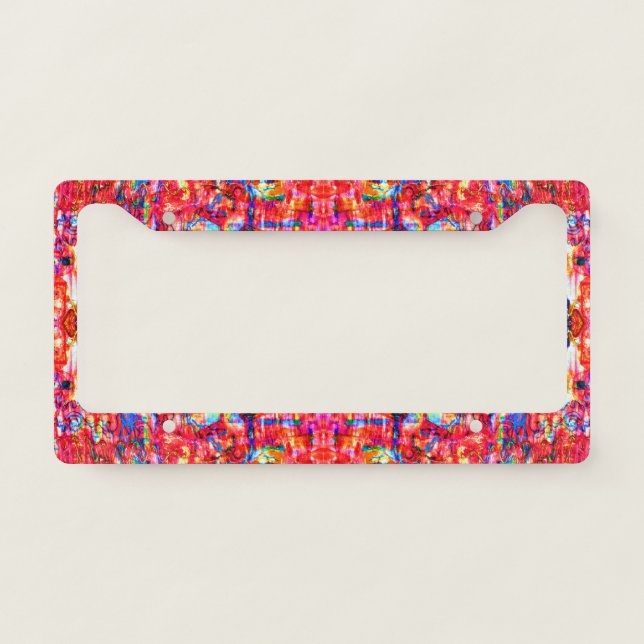 Cute multi colors abstract waves painting license plate frame (Front)