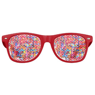 Cute multi colors abstract waves painting retro sunglasses