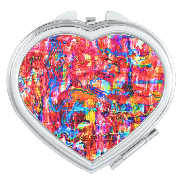 Cute multi colors abstract waves painting vanity mirror (Front)