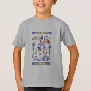 Cute Multi Dinosaur Colorful Art Work T-Shirt