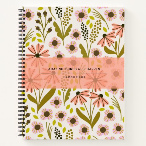 Cute Multi_Flower Pattern Spiral Notebook