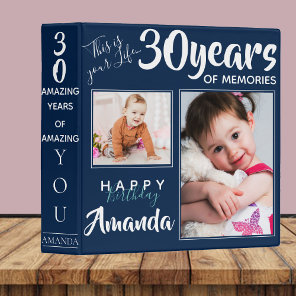Cute Multi Photo 30th Birthday Keepsake Memories  3 Ring Binder