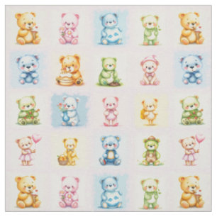 Cute Multi Teddy Bear Collage and Toys Seamless  Fabric