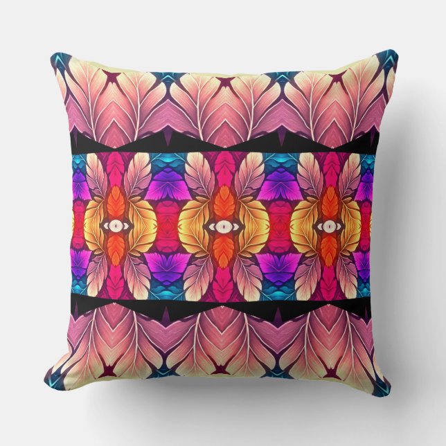 Cute multicolor all over fabric print pattern throw pillow (Front)