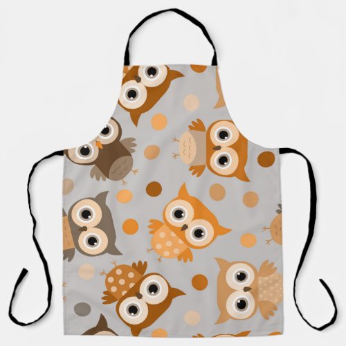 Cute multicolor colorful owl pattern apron