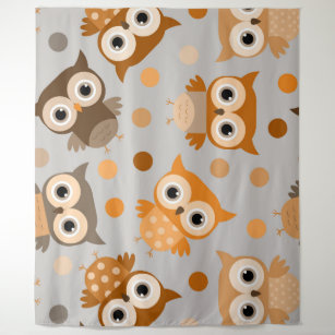 Cute multicolor colorful owl pattern tapestry