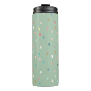 Cute Multicolor Dotty Pattern On Sage Green Thermal Tumbler