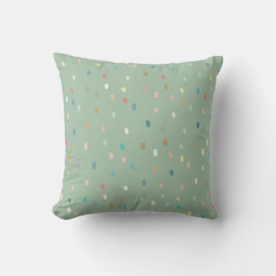 Cute Multicolor Dotty Pattern On Sage Green Throw Pillow