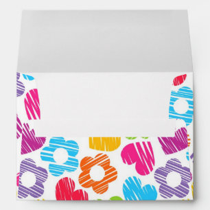 Cute multicolor flowers and hearts girly pattern envelope